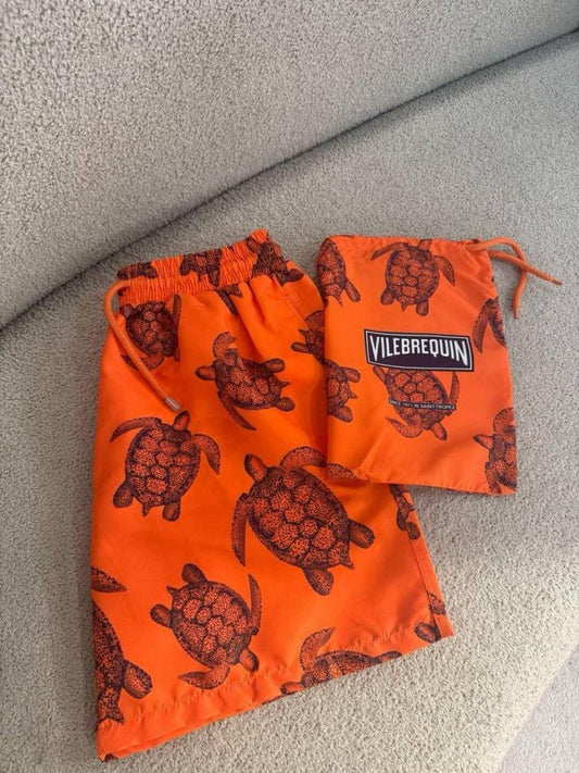 Vilebrequin Orange Turtle Graphic Swim Shorts